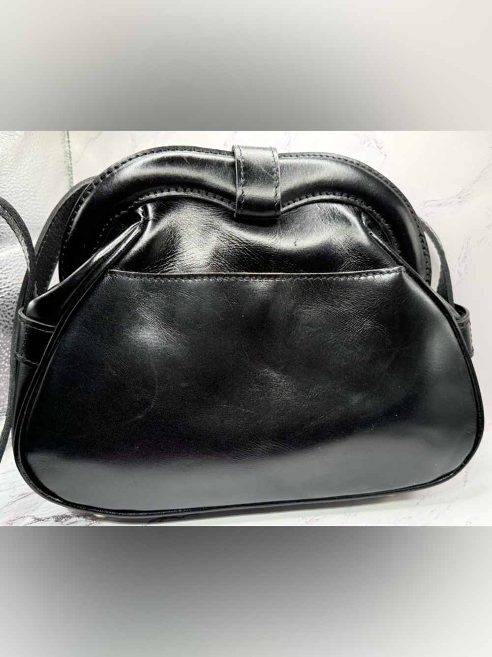 Patricia Nash Florentina Frame Leather Crossbody Bag Blk Distressed w/duster bag - Picture 7 of 8